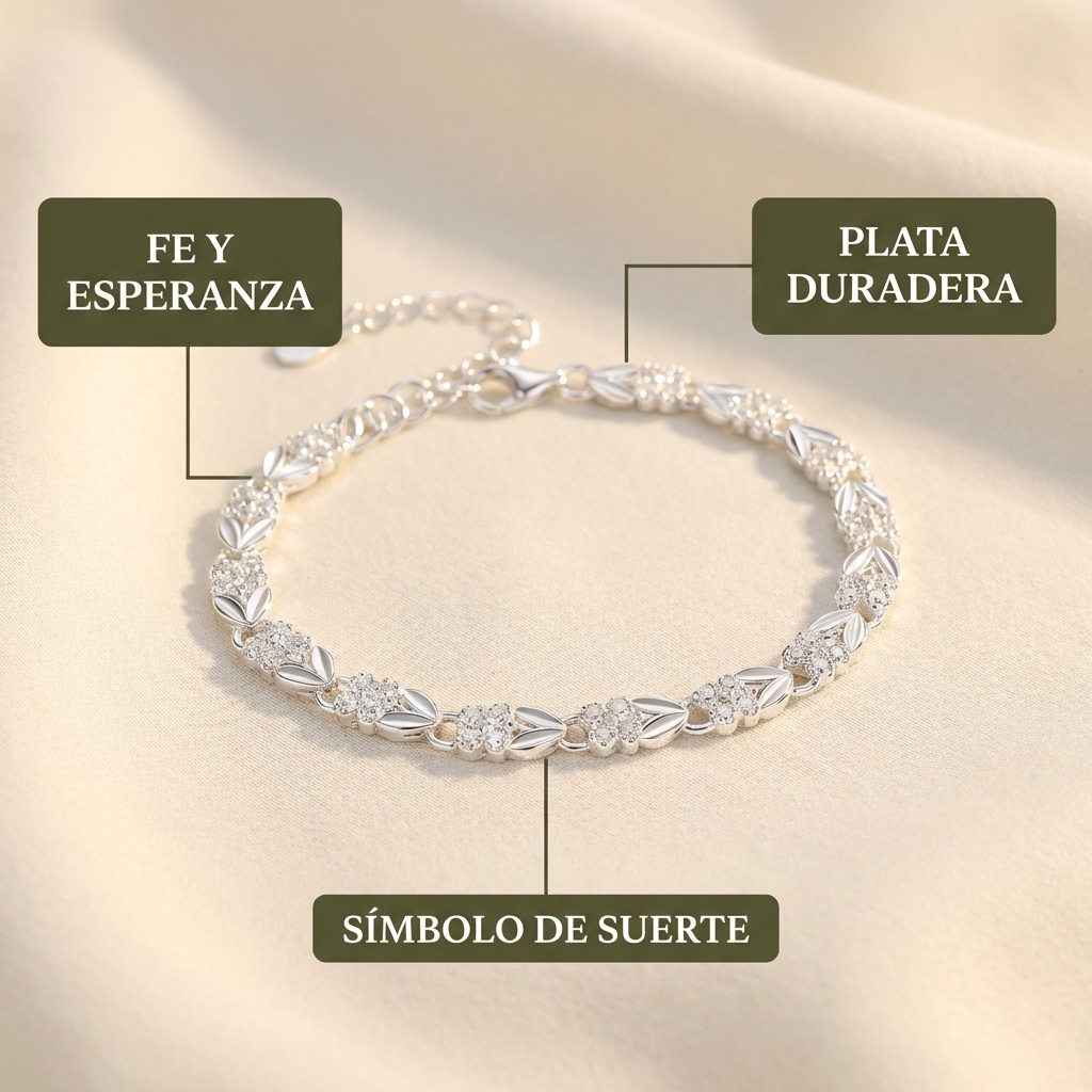 Pulsera de Plata Trébol de la Suerte