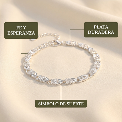 Pulsera de Plata Trébol de la Suerte