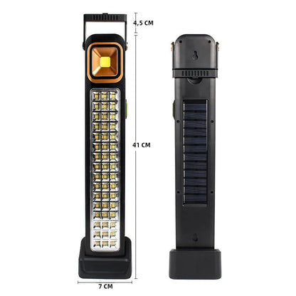Linterna Solar Emergencia multifuncional (Panel solar + Cargador Celular + LED Potente)