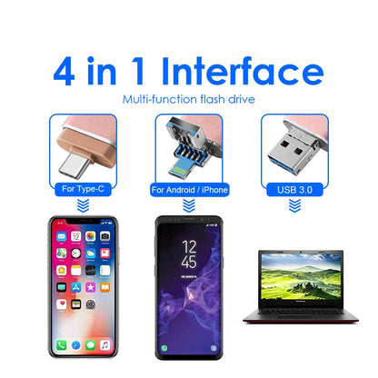 Pendrive para Celular 128 GB 4 en 1