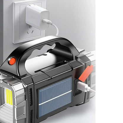 Linterna Multifuncional con Carga Solar (Batería Solar + Cargador Celular)