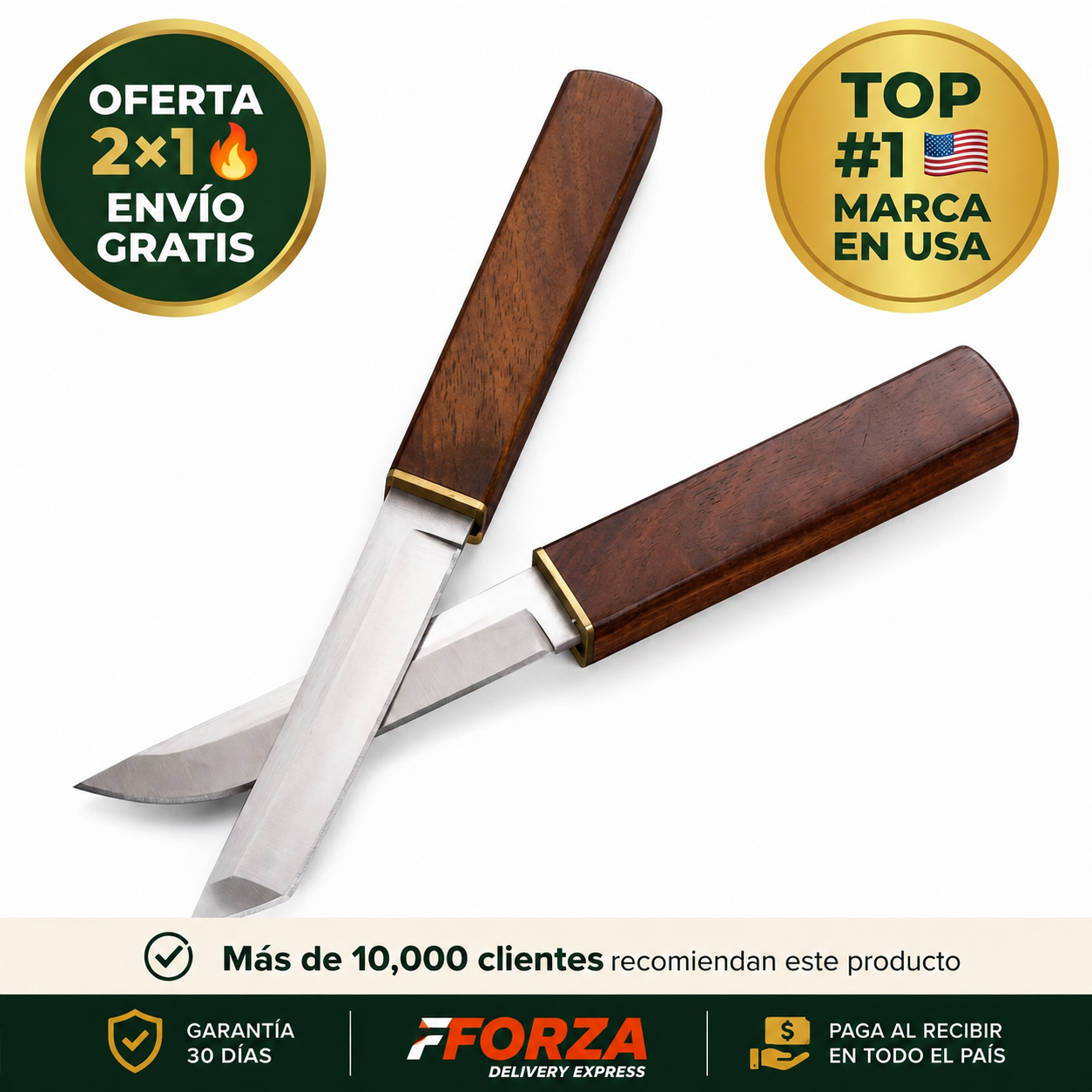 Set 2 Cuchillos Ergonómicos Acero – Corta Todo Sin Esfuerzo