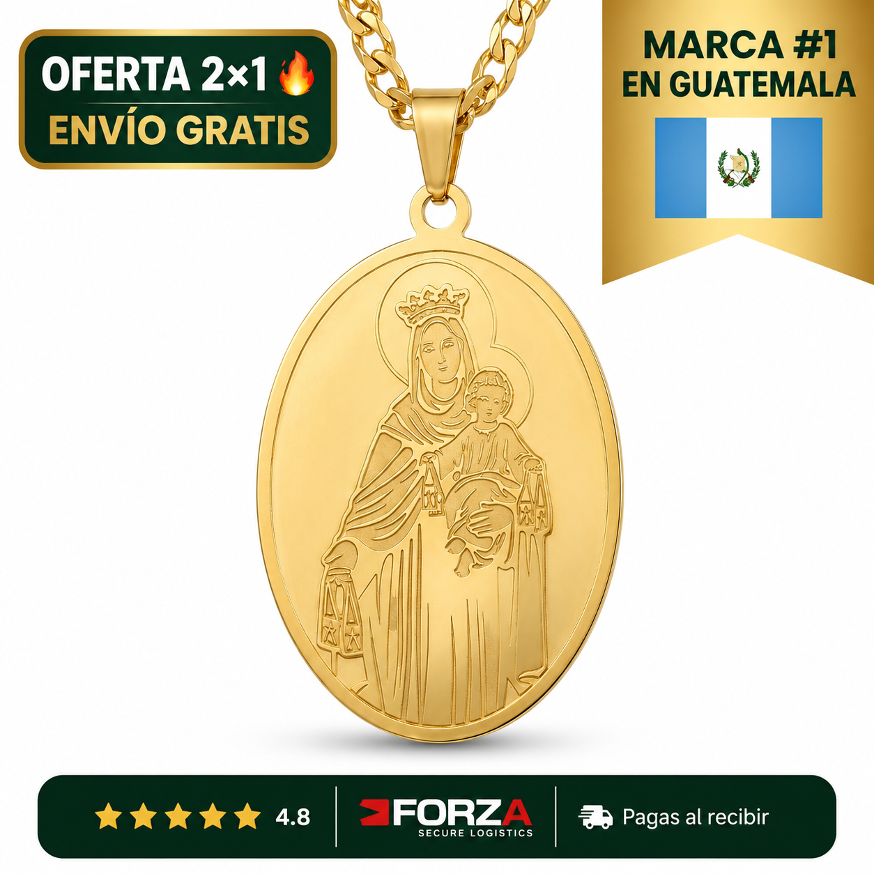 Collar Virgen del Carmen – Tu Fe en Oro 18K
