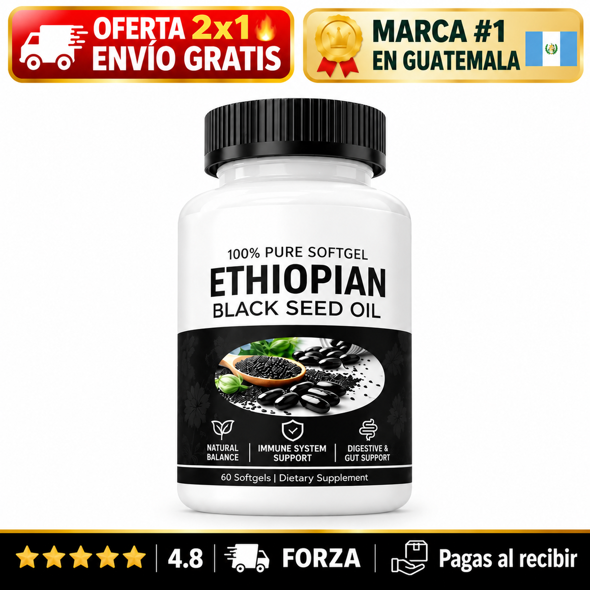 Aceite de Semilla Negra Etíope 100% Puro · Defensas y Bienestar