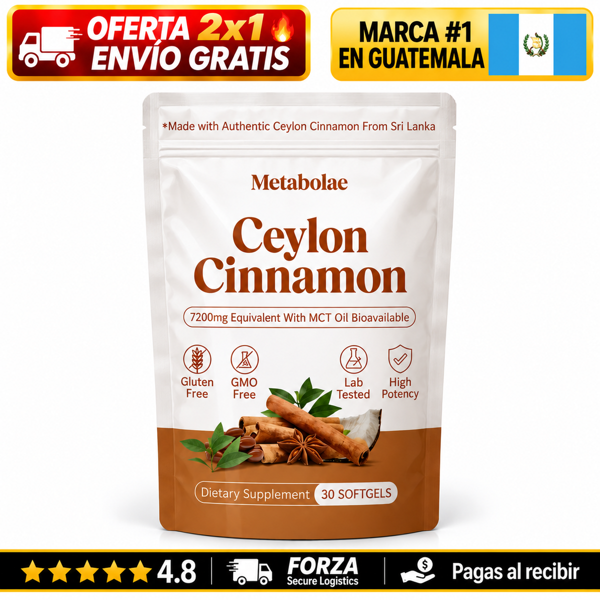 Canela de Ceylán Auténtica · Bienestar Metabólico · 40+